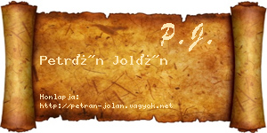 Petrán Jolán névjegykártya