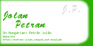 jolan petran business card
